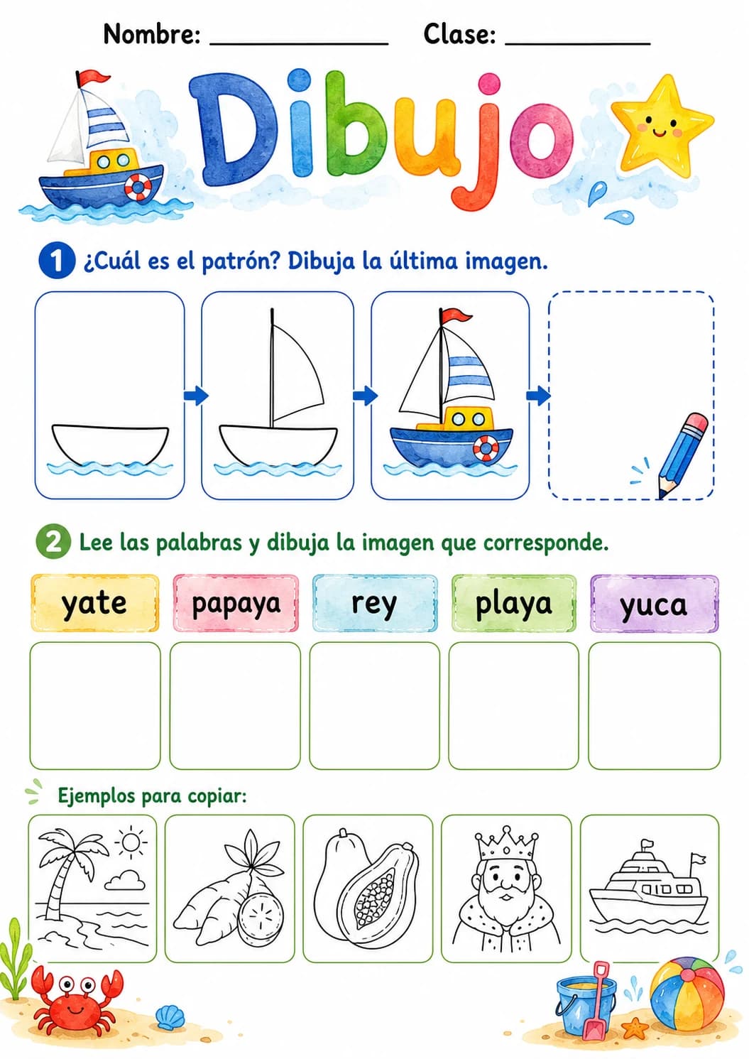 Spanish Letter Y Phonics Worksheets Pack page 3 printable worksheet preview