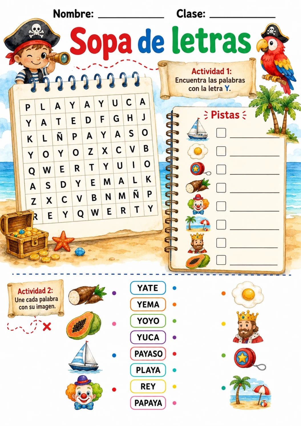 Spanish Letter Y Phonics Worksheets Pack page 5 printable worksheet preview