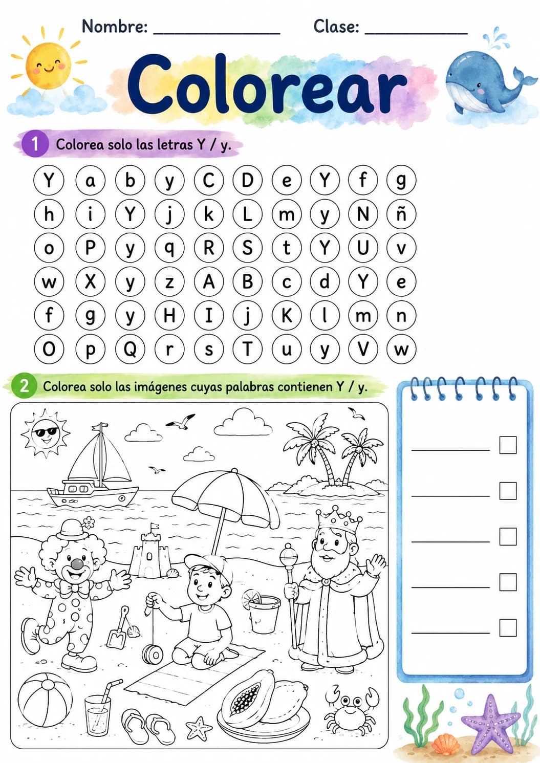 Spanish Letter Y Phonics Worksheets Pack page 6 printable worksheet preview