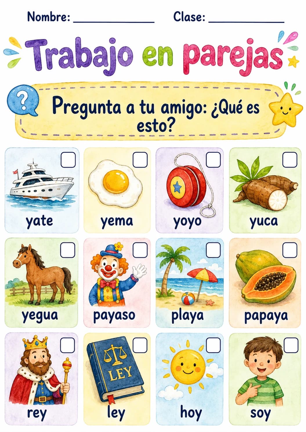 Spanish Letter Y Phonics Worksheets Pack page 10 printable worksheet preview