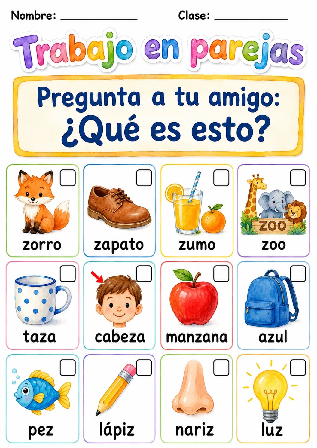 Spanish Letter Z Phonics Worksheets Pack page 3 printable worksheet preview