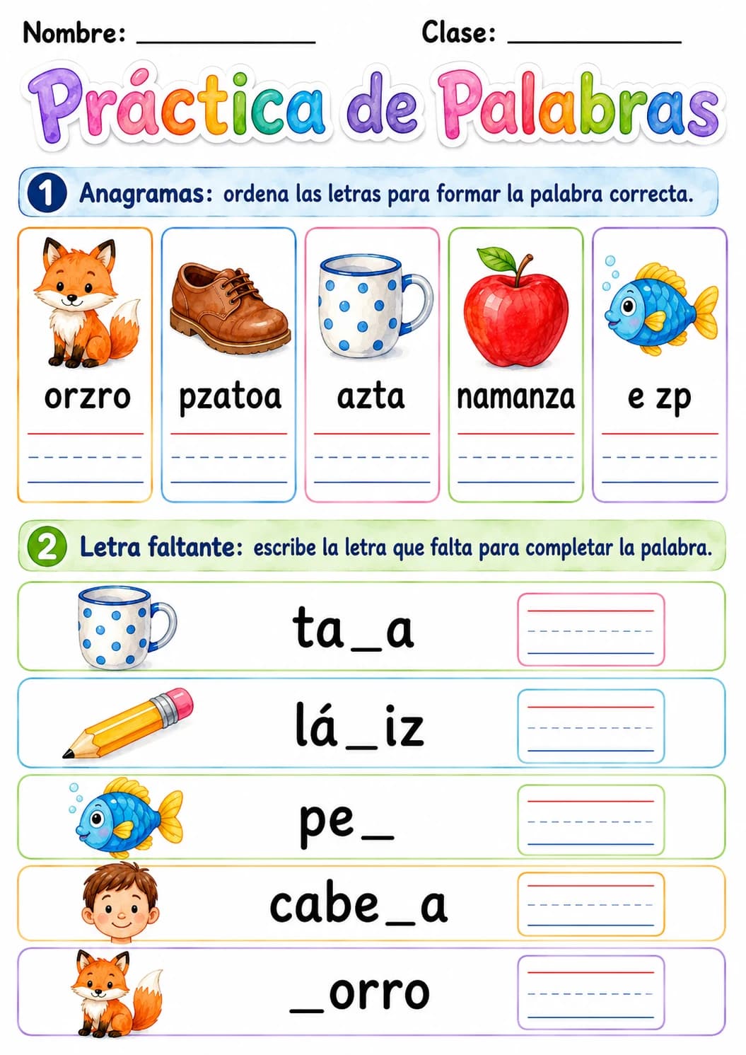 Spanish Letter Z Phonics Worksheets Pack page 9 printable worksheet preview