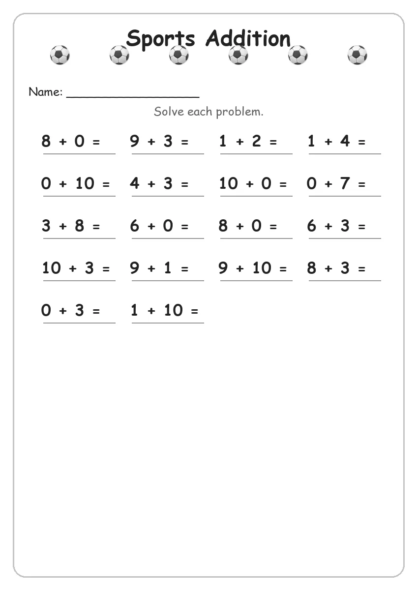 Sports Addition (Grade 1)