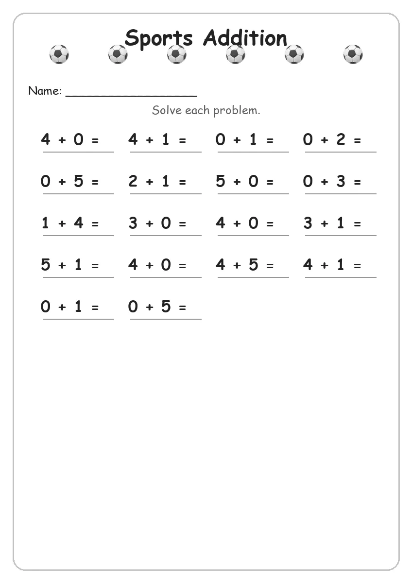 Sports Addition (Kindergarten)