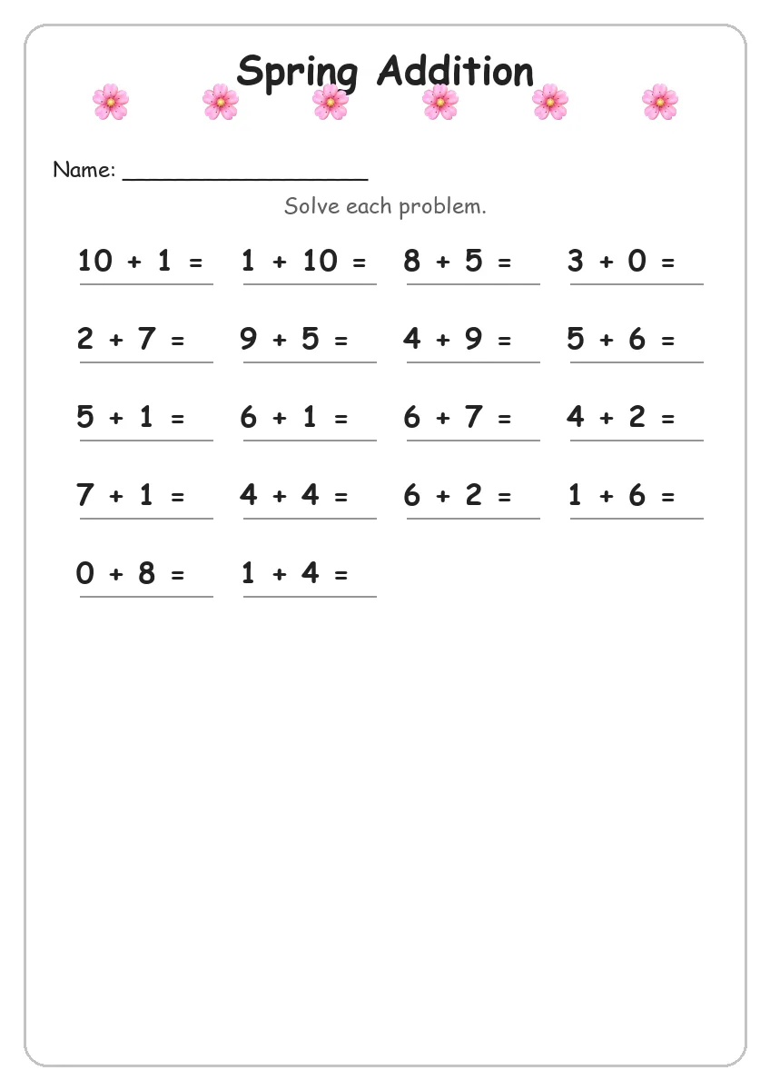 Spring Addition (Grade 1)
