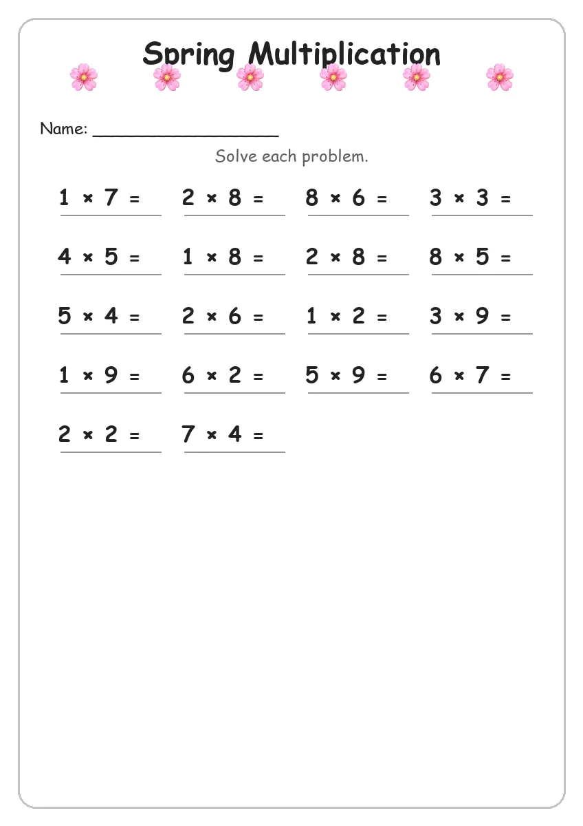 Spring Multiplication (Grade 3)
