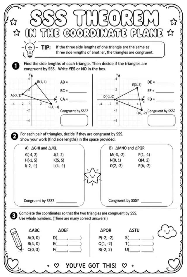 SSS Theorem in the coordinate plane