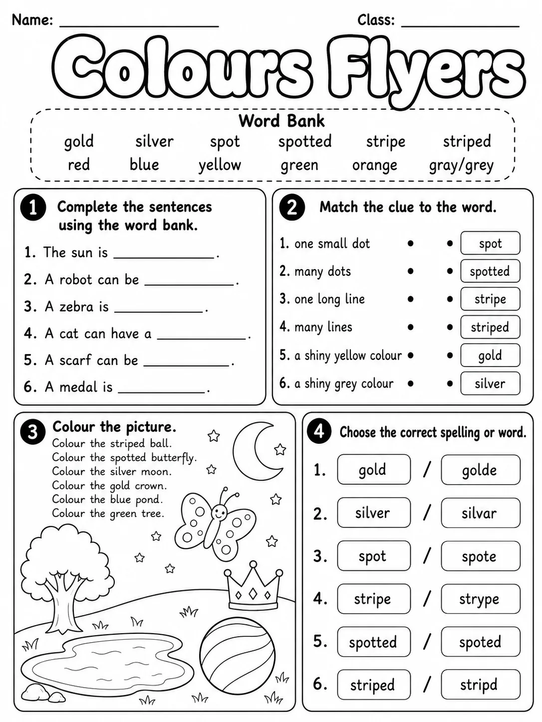 Colours Flyers Vocabulary Worksheet Pack page 5 printable worksheet preview