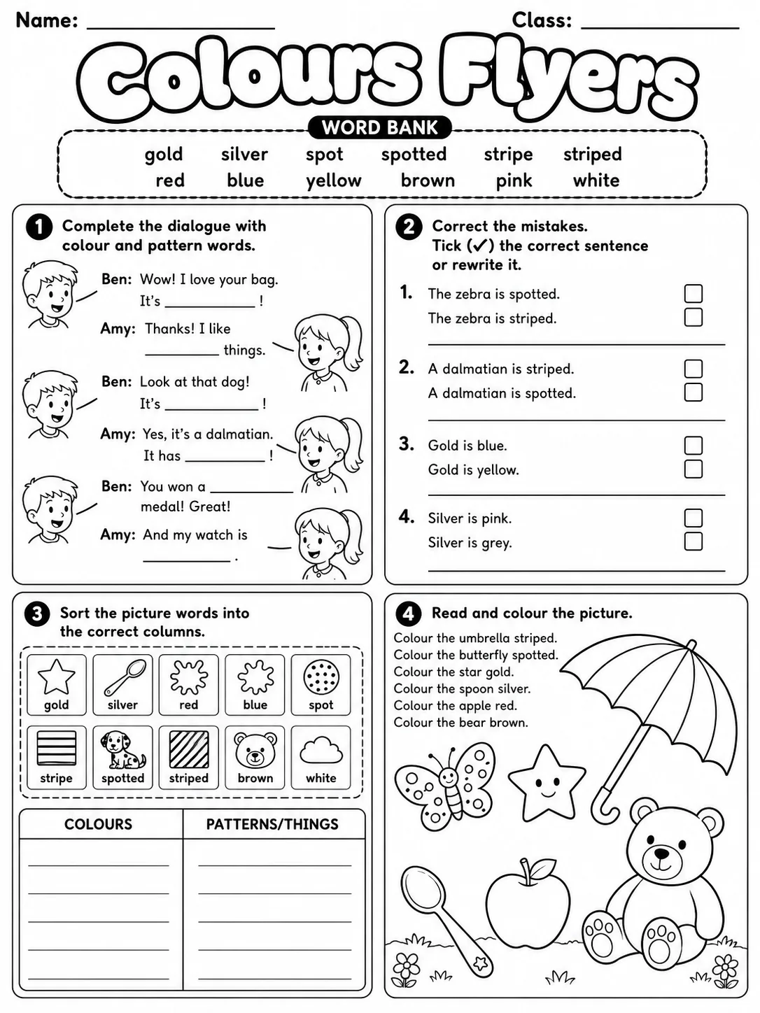 Colours Flyers Vocabulary Worksheet Pack page 9 printable worksheet preview