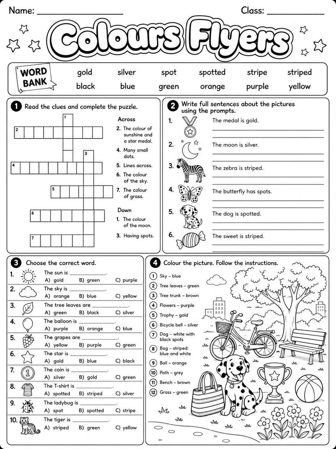 Colours Flyers Vocabulary Worksheet Pack page 10 printable worksheet preview