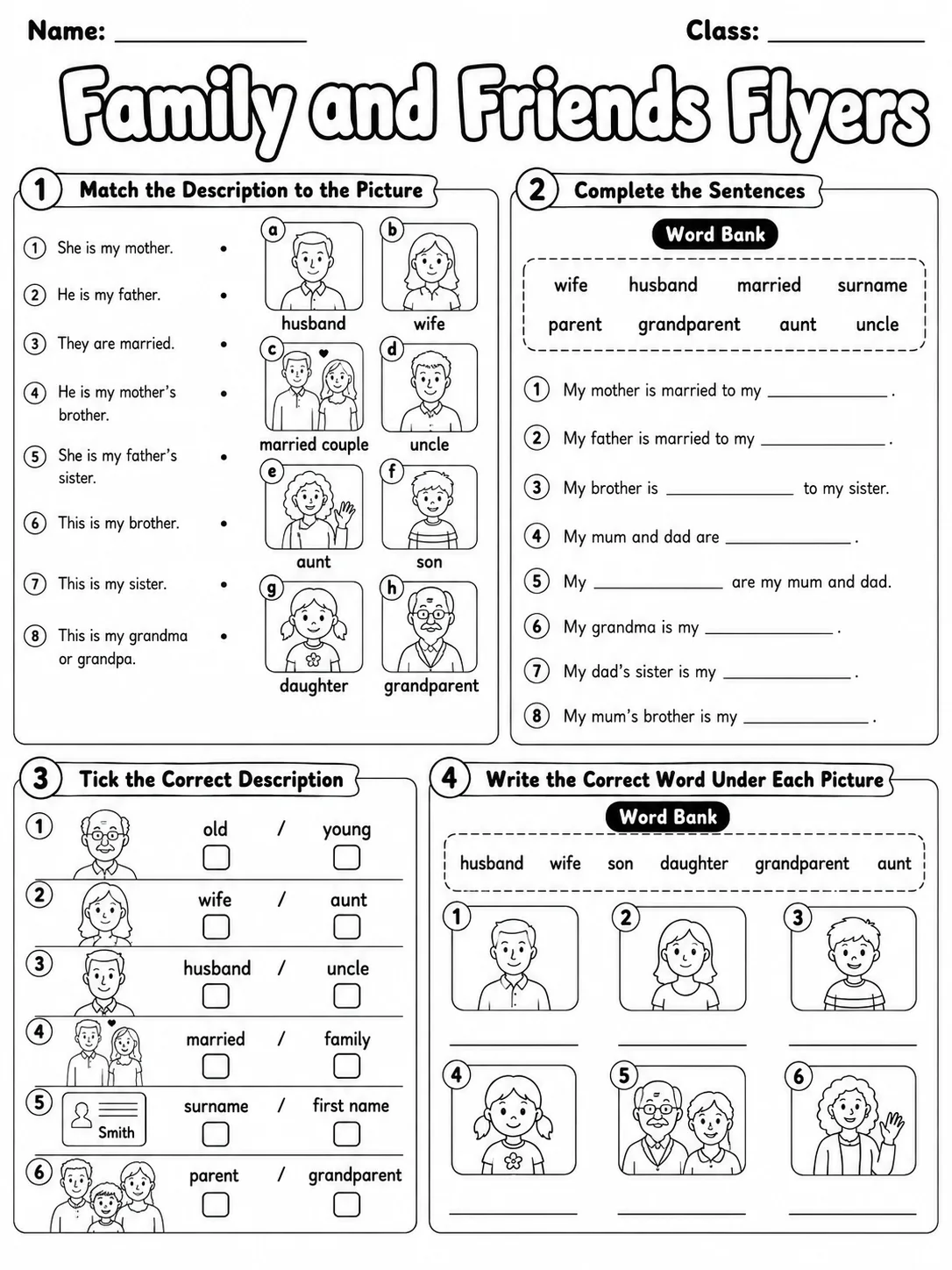 Family and Friends Flyers Vocabulary Worksheet Pack page 6 printable worksheet preview