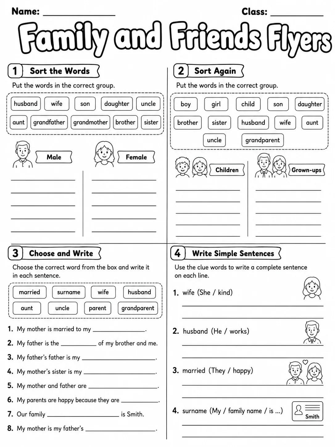 Family and Friends Flyers Vocabulary Worksheet Pack page 8 printable worksheet preview