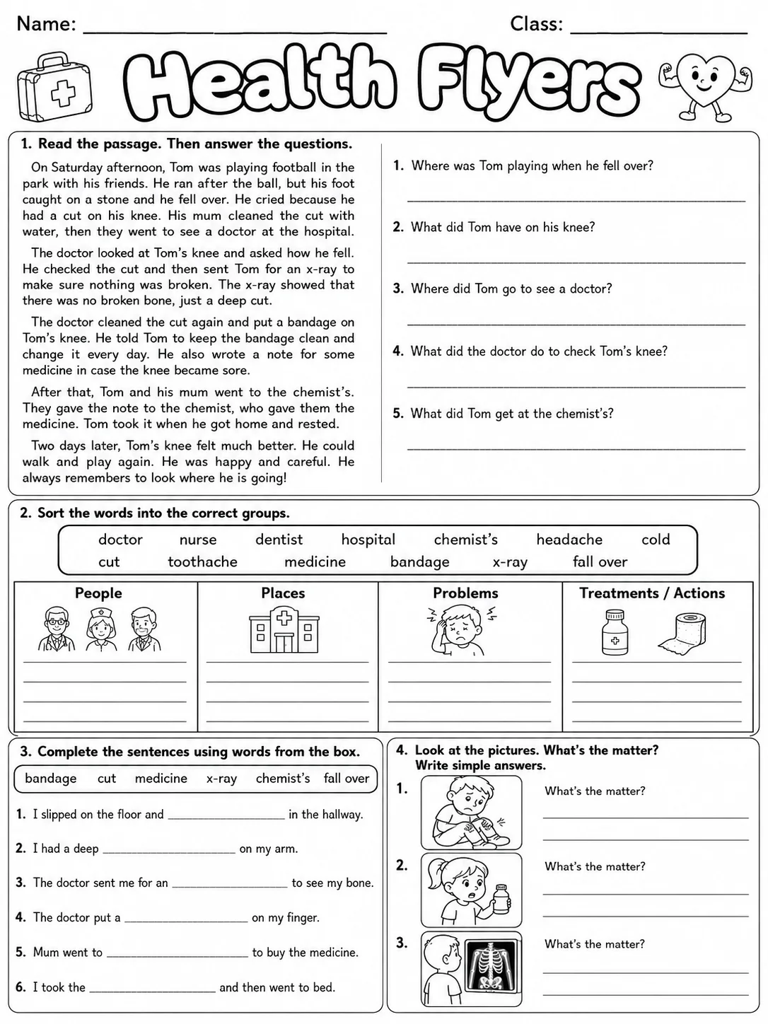 Health Flyers Vocabulary Worksheet Pack page 10 printable worksheet preview