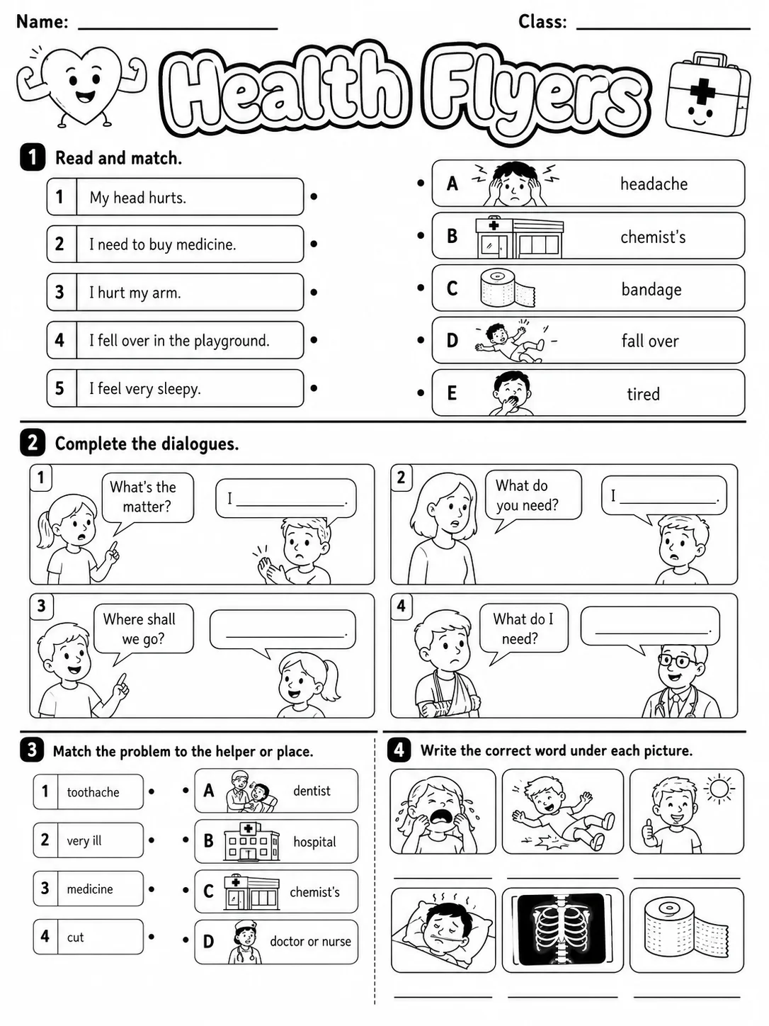Health Movers Vocabulary Worksheet Pack page 7 printable worksheet preview