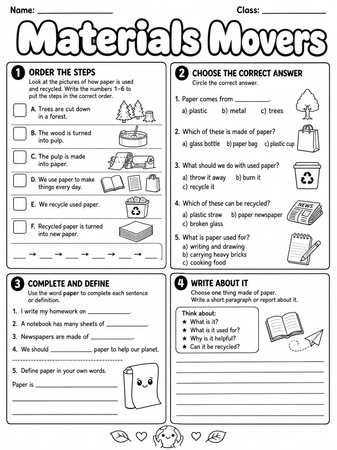 Materials Movers Vocabulary Worksheet Pack page 9 printable worksheet preview