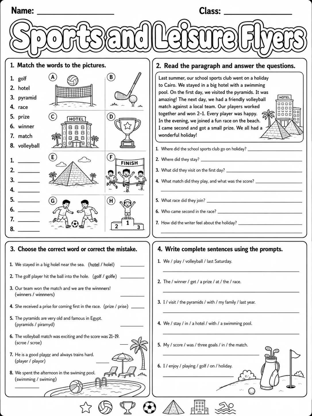 Sports and Leisure Flyers Vocabulary Worksheet Pack - Set 2 page 6 printable worksheet preview