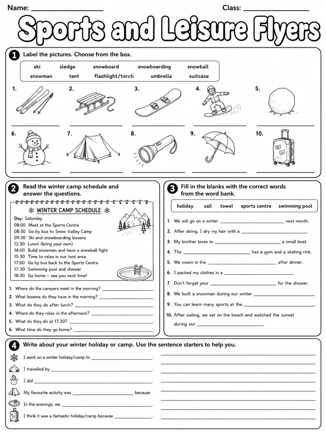 Sports and Leisure Flyers Vocabulary Worksheet Pack - Set 2 page 8 printable worksheet preview