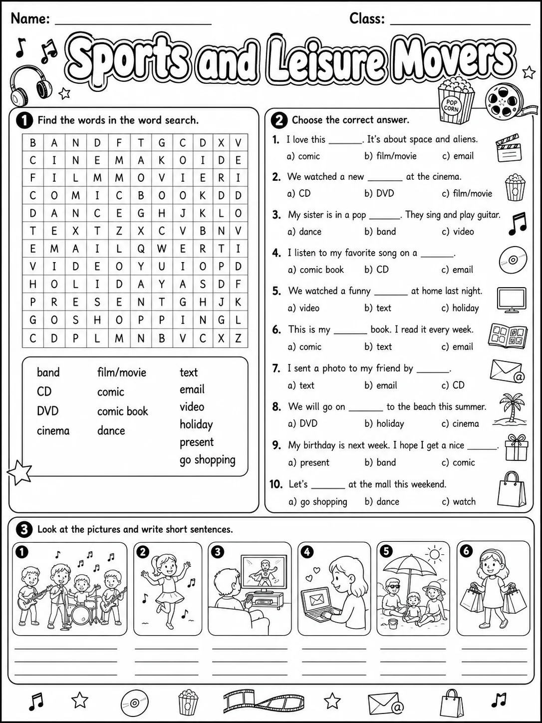 Sports and Leisure Movers Vocabulary Worksheet Pack - Set 2 page 5 printable worksheet preview