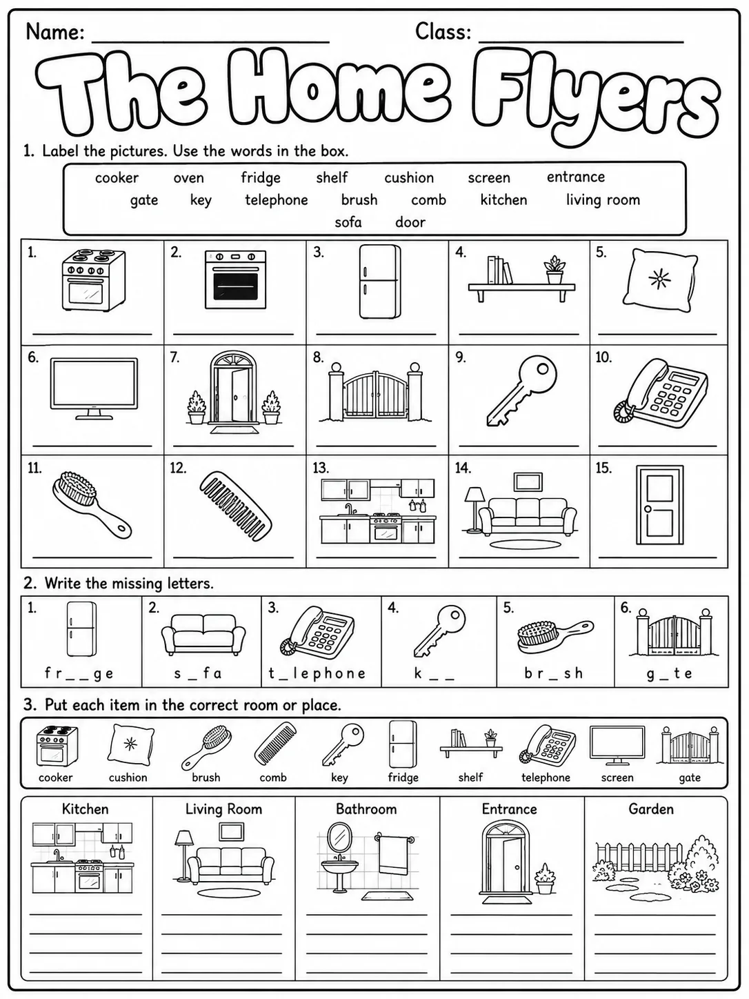 The Home Flyers Vocabulary Worksheet Pack page 2 printable worksheet preview