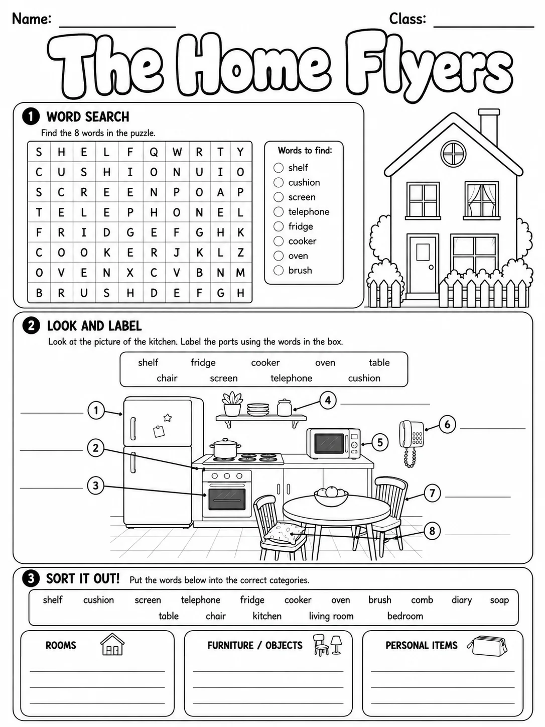 The Home Flyers Vocabulary Worksheet Pack page 4 printable worksheet preview
