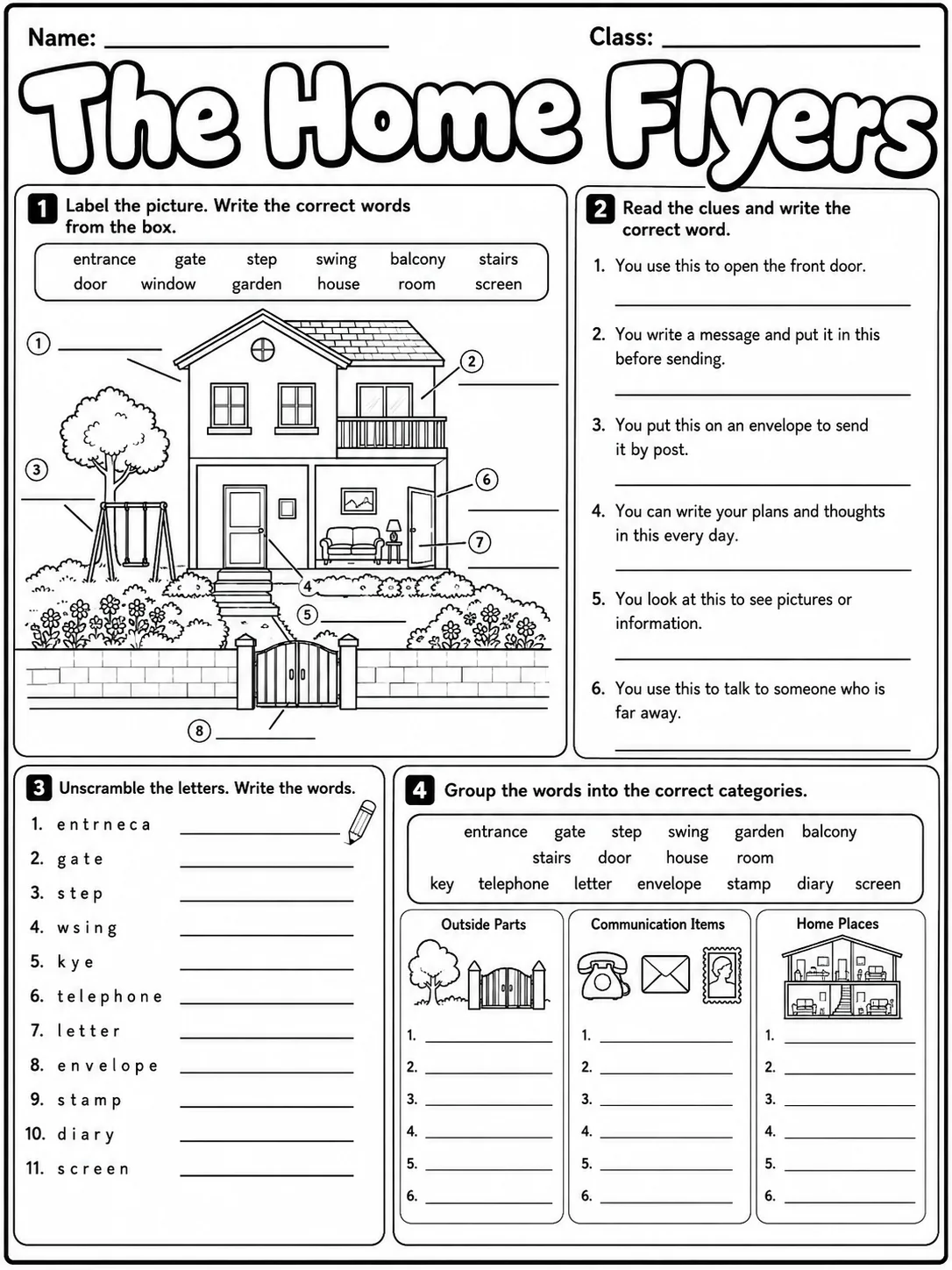 The Home Flyers Vocabulary Worksheet Pack page 7 printable worksheet preview