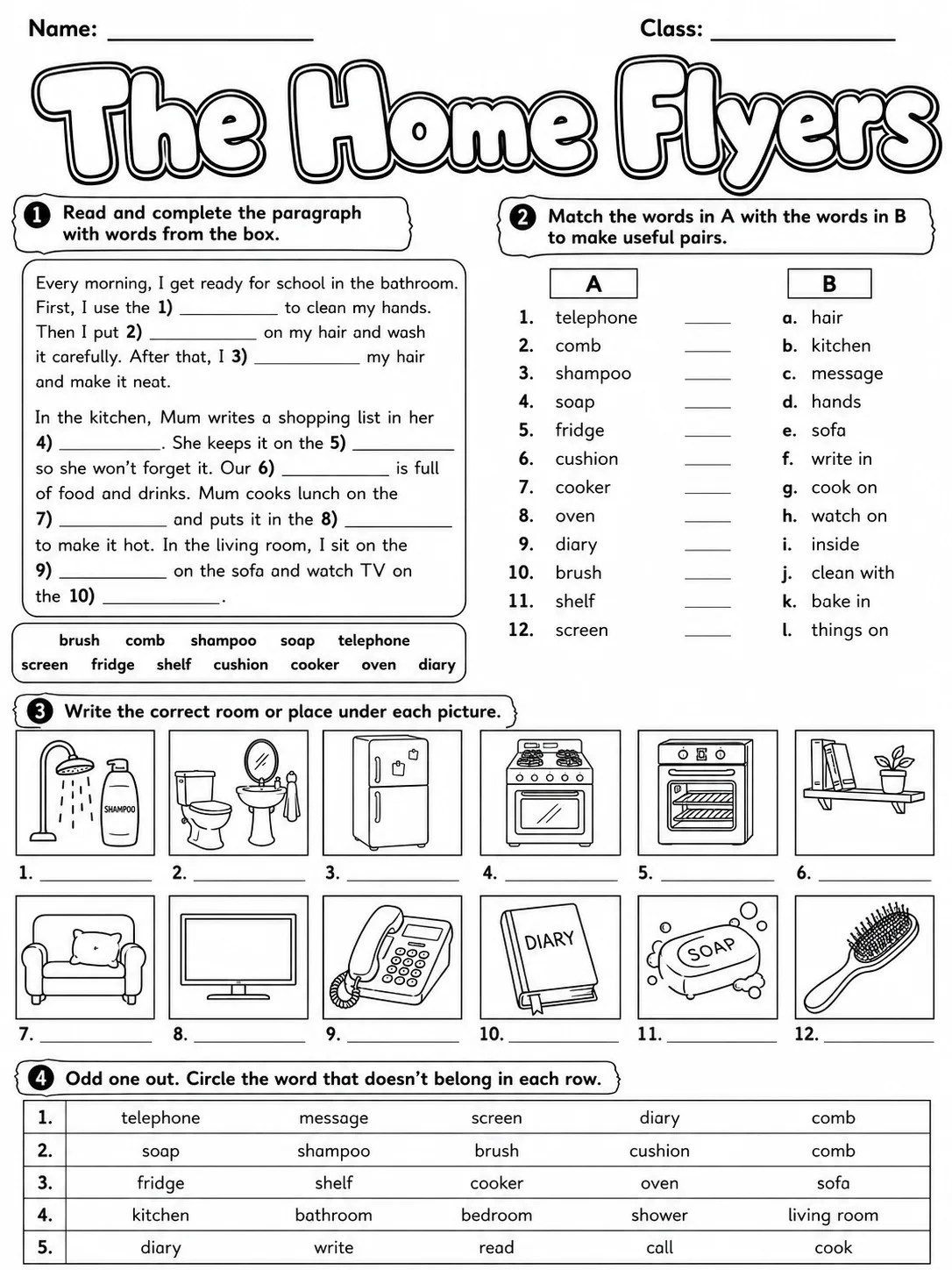 The Home Flyers Vocabulary Worksheet Pack page 8 printable worksheet preview