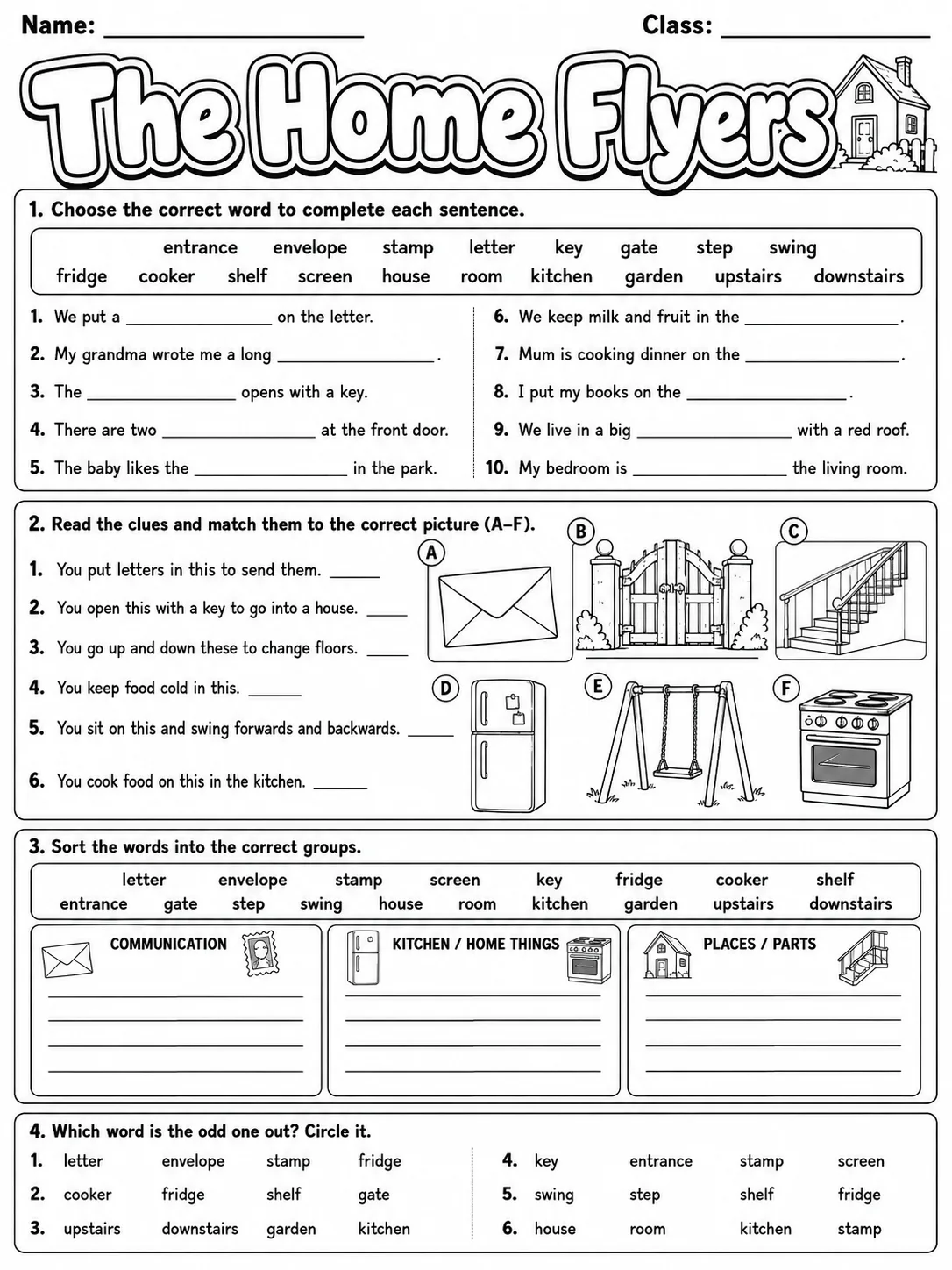 The Home Flyers Vocabulary Worksheet Pack page 9 printable worksheet preview