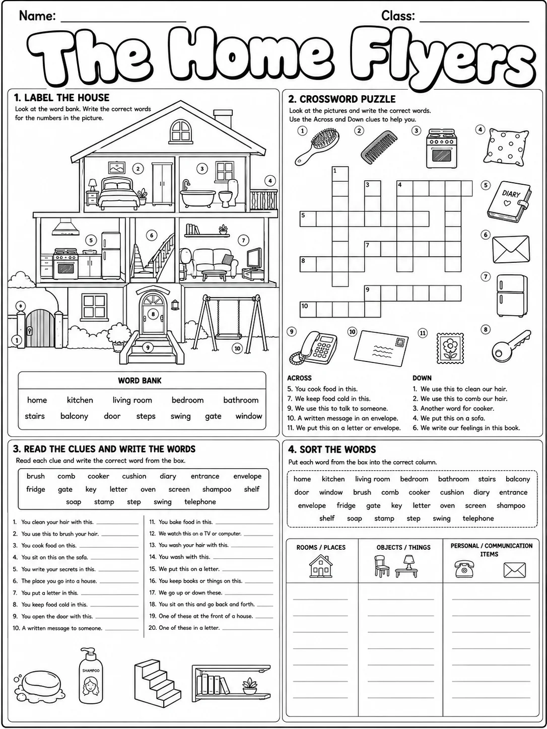The Home Flyers Vocabulary Worksheet Pack page 10 printable worksheet preview