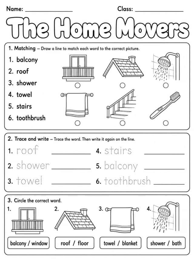 The Home Movers Vocabulary Worksheet Pack