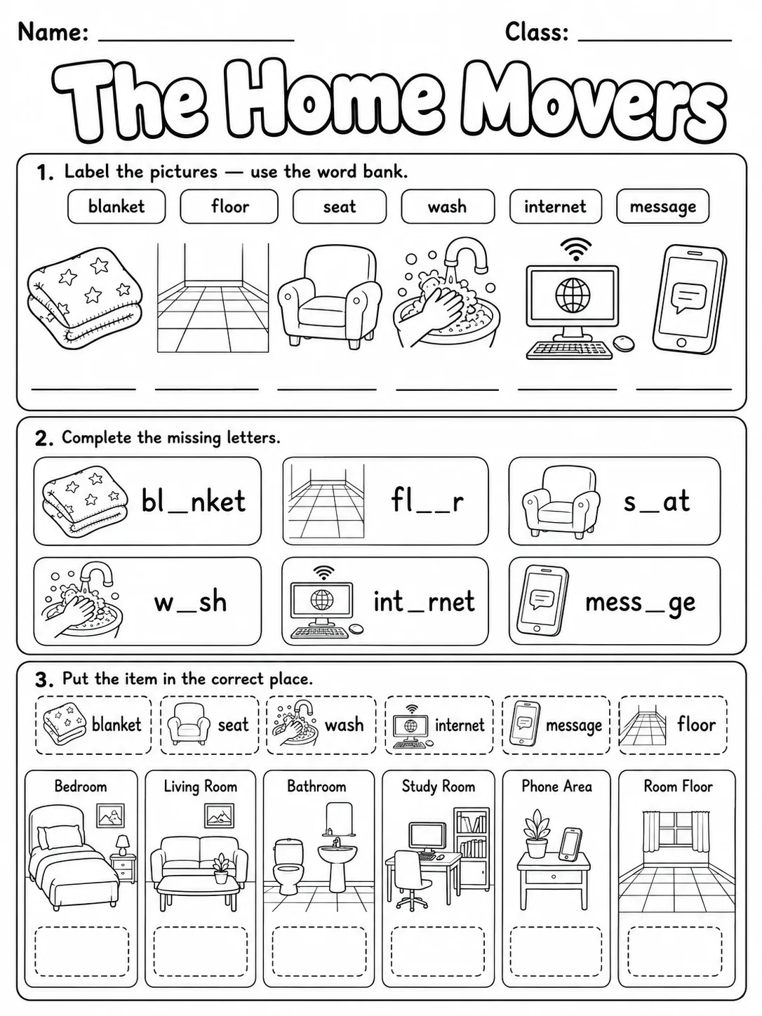 The Home Movers Vocabulary Worksheet Pack page 2 printable worksheet preview