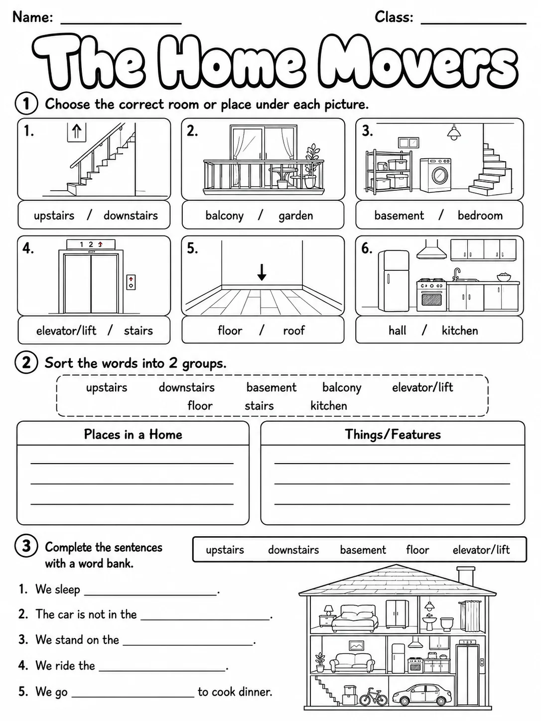 The Home Movers Vocabulary Worksheet Pack page 3 printable worksheet preview
