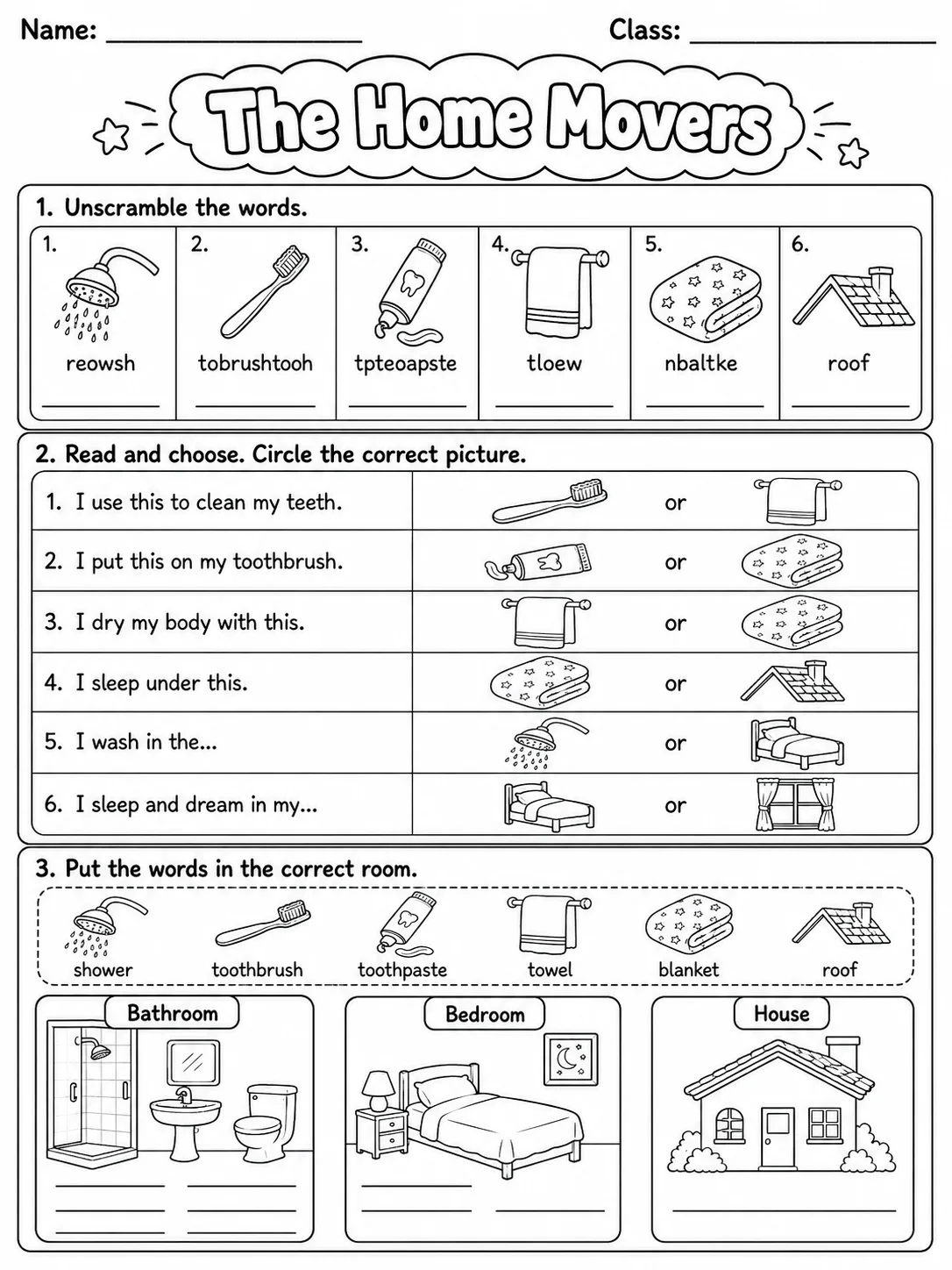 The Home Movers Vocabulary Worksheet Pack page 4 printable worksheet preview