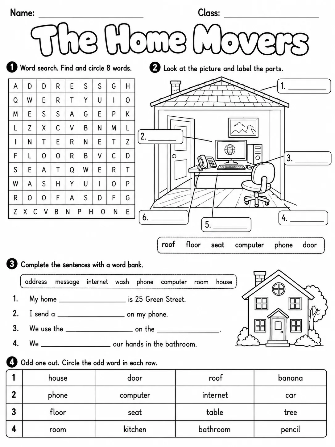 The Home Movers Vocabulary Worksheet Pack page 5 printable worksheet preview