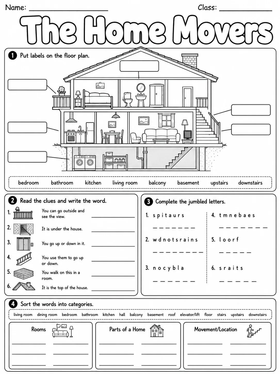 The Home Movers Vocabulary Worksheet Pack page 6 printable worksheet preview