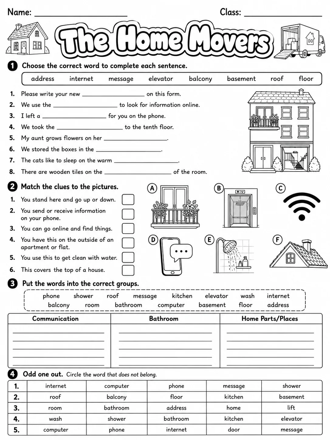 The Home Movers Vocabulary Worksheet Pack page 9 printable worksheet preview