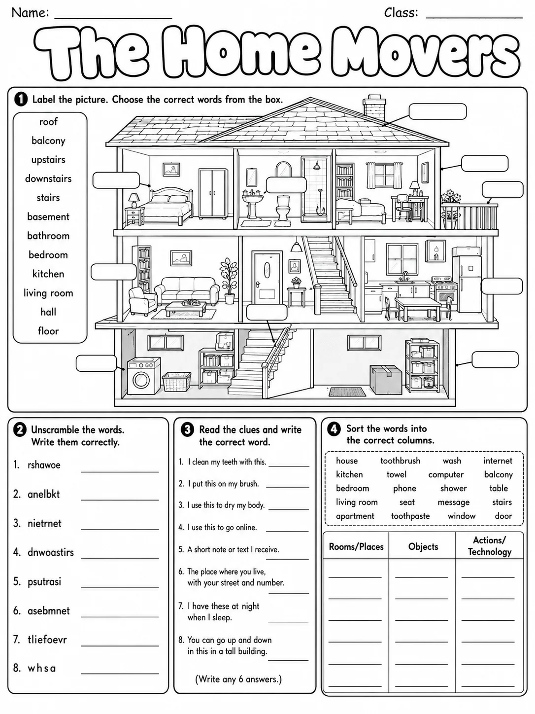 The Home Movers Vocabulary Worksheet Pack page 10 printable worksheet preview