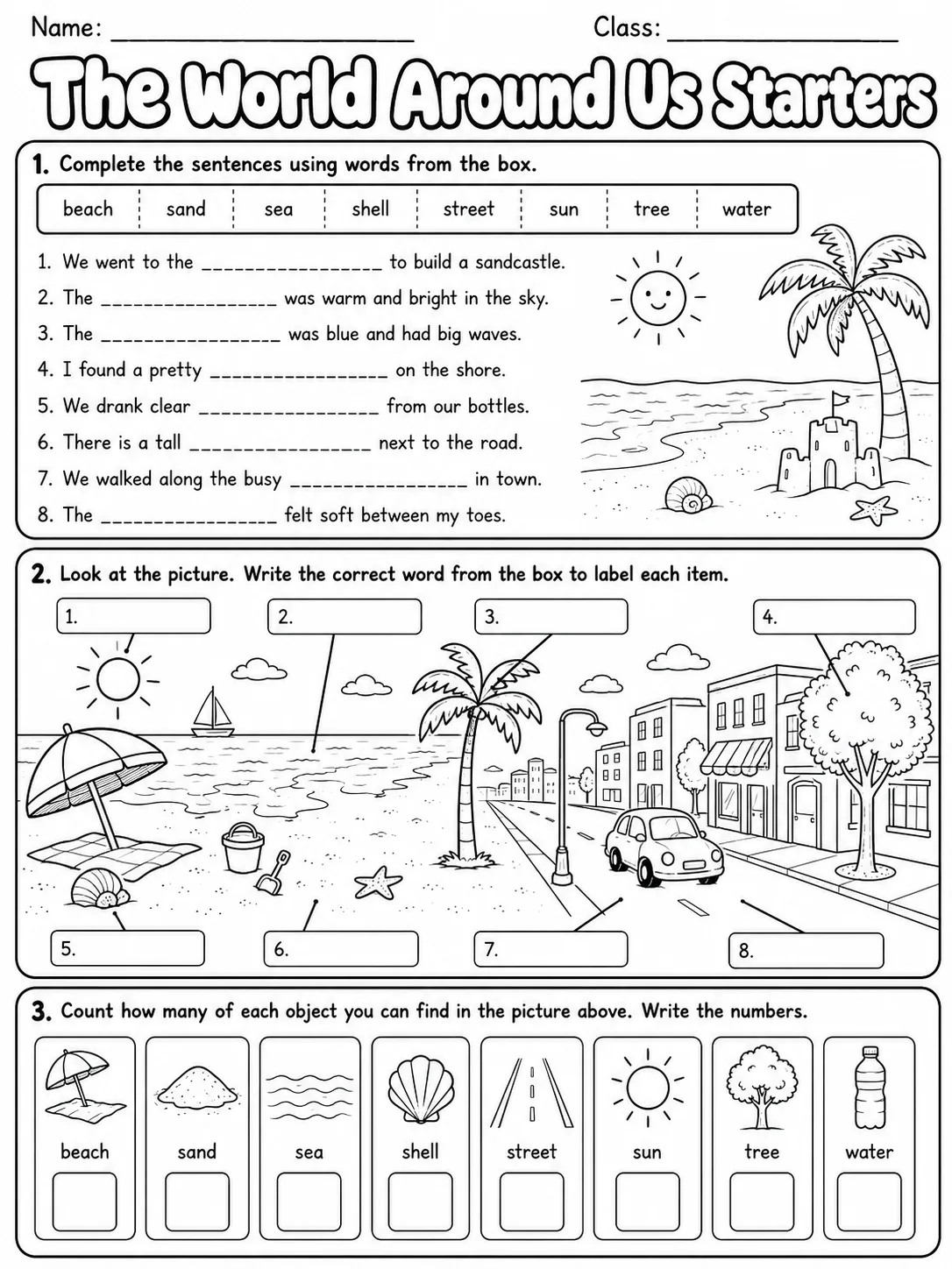 The World Around Us Starters Vocabulary Worksheet Pack page 5 printable worksheet preview