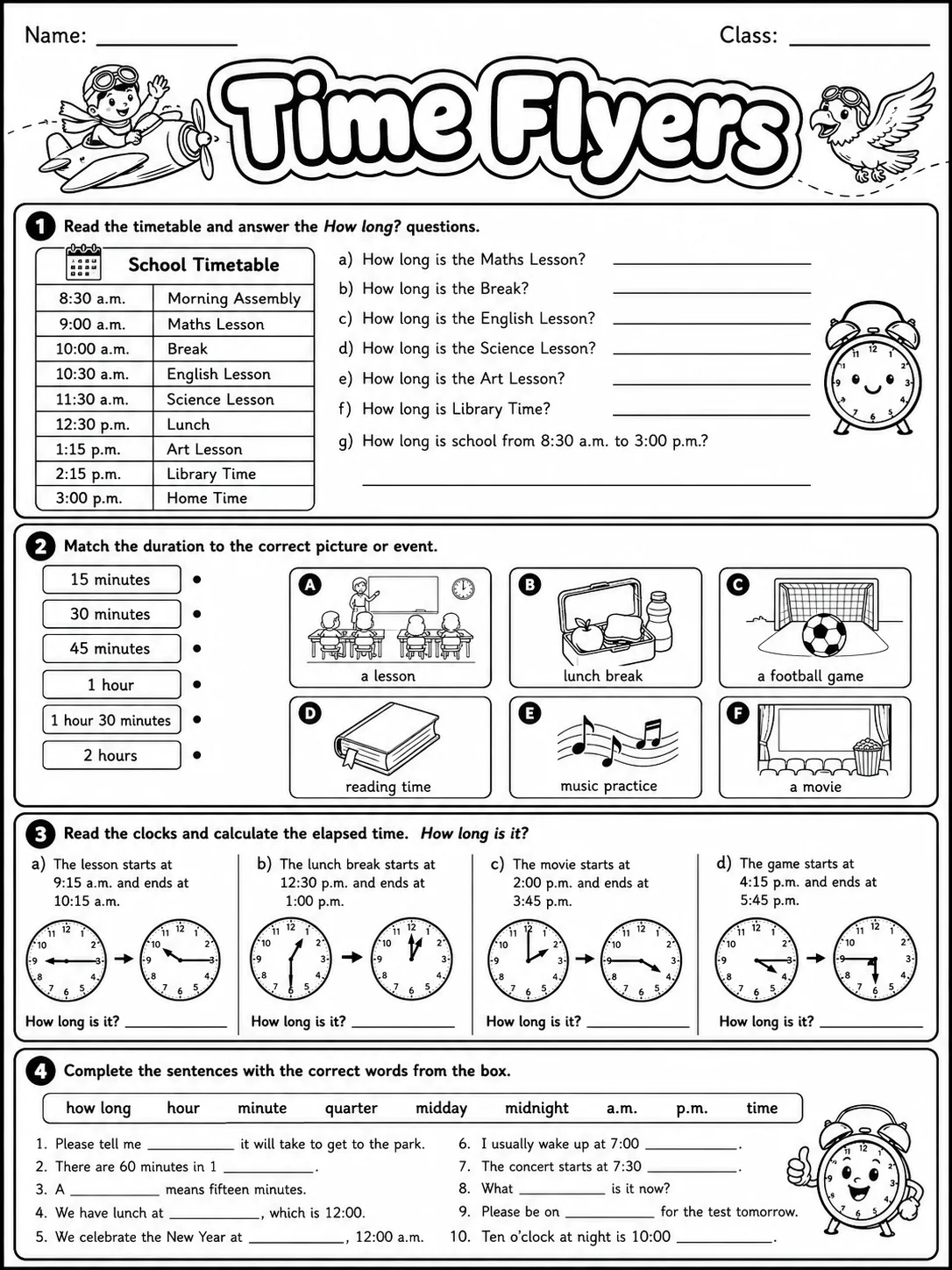 Time Flyers Vocabulary Worksheet Pack page 7 printable worksheet preview