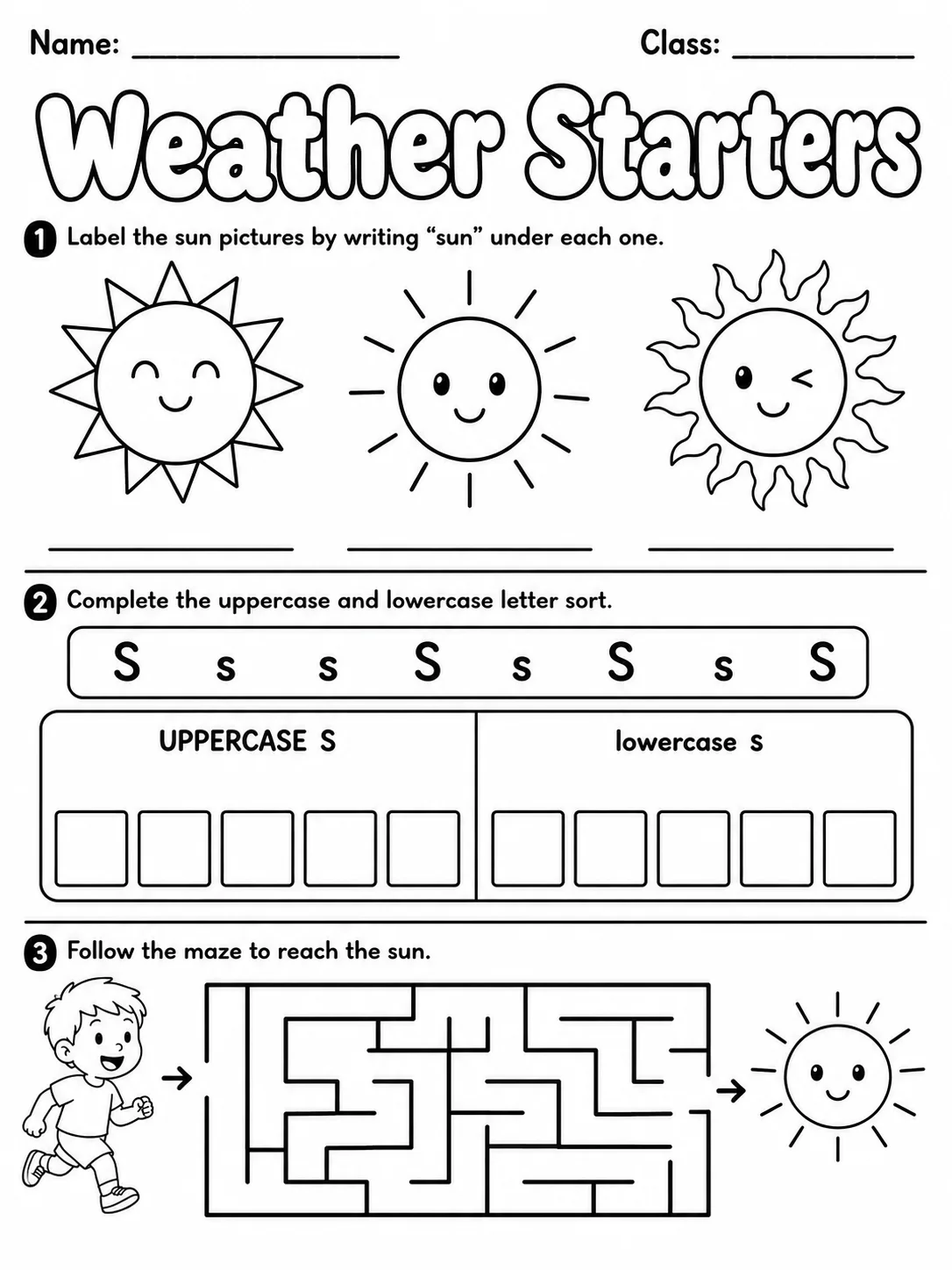 Weather Starters Vocabulary Worksheet Pack page 4 printable worksheet preview