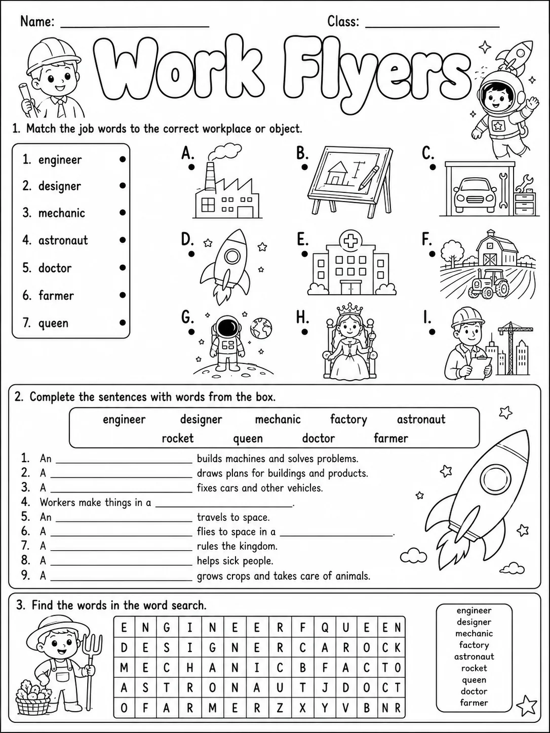 Work Flyers Vocabulary Worksheet Pack page 4 printable worksheet preview