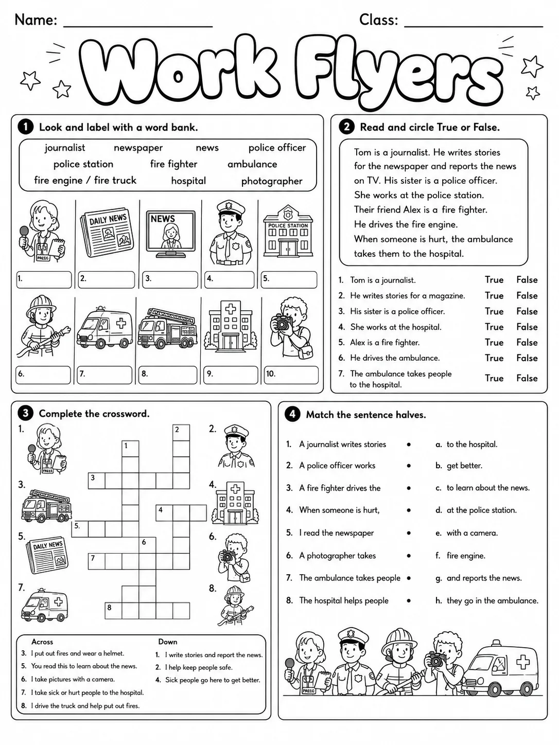 Work Flyers Vocabulary Worksheet Pack page 6 printable worksheet preview