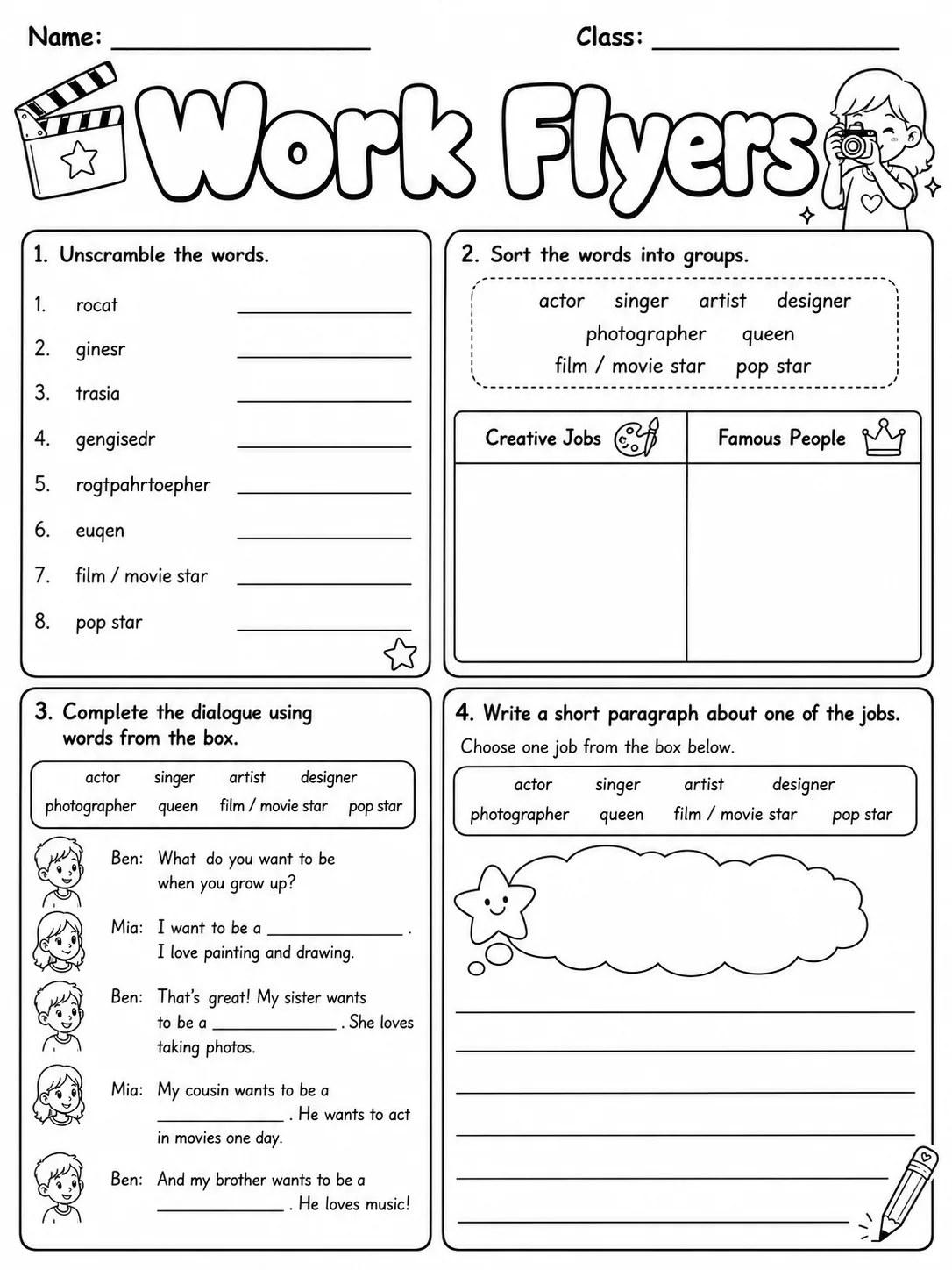 Work Flyers Vocabulary Worksheet Pack page 7 printable worksheet preview