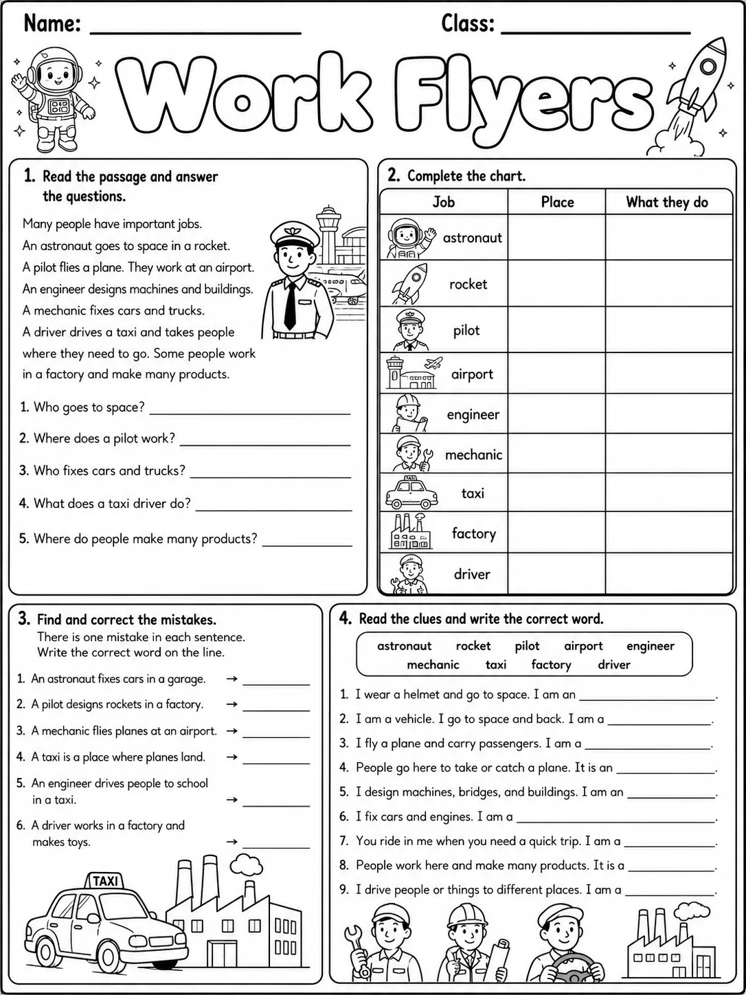 Work Flyers Vocabulary Worksheet Pack page 8 printable worksheet preview
