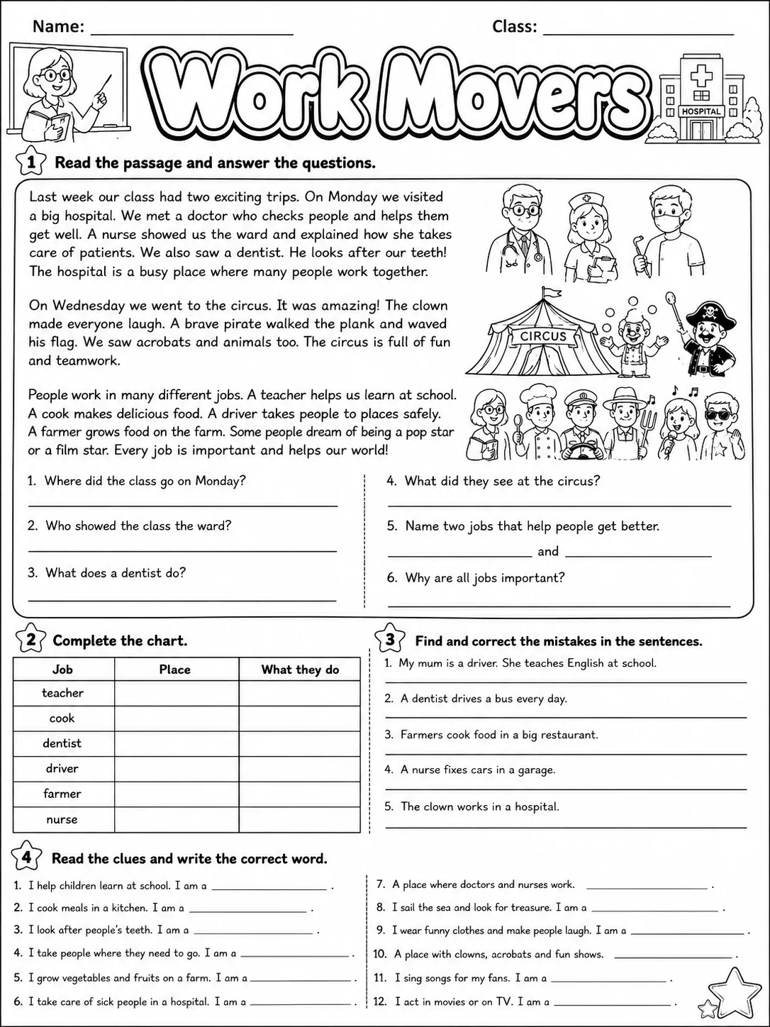 Work Movers Vocabulary Worksheet Pack page 8 printable worksheet preview