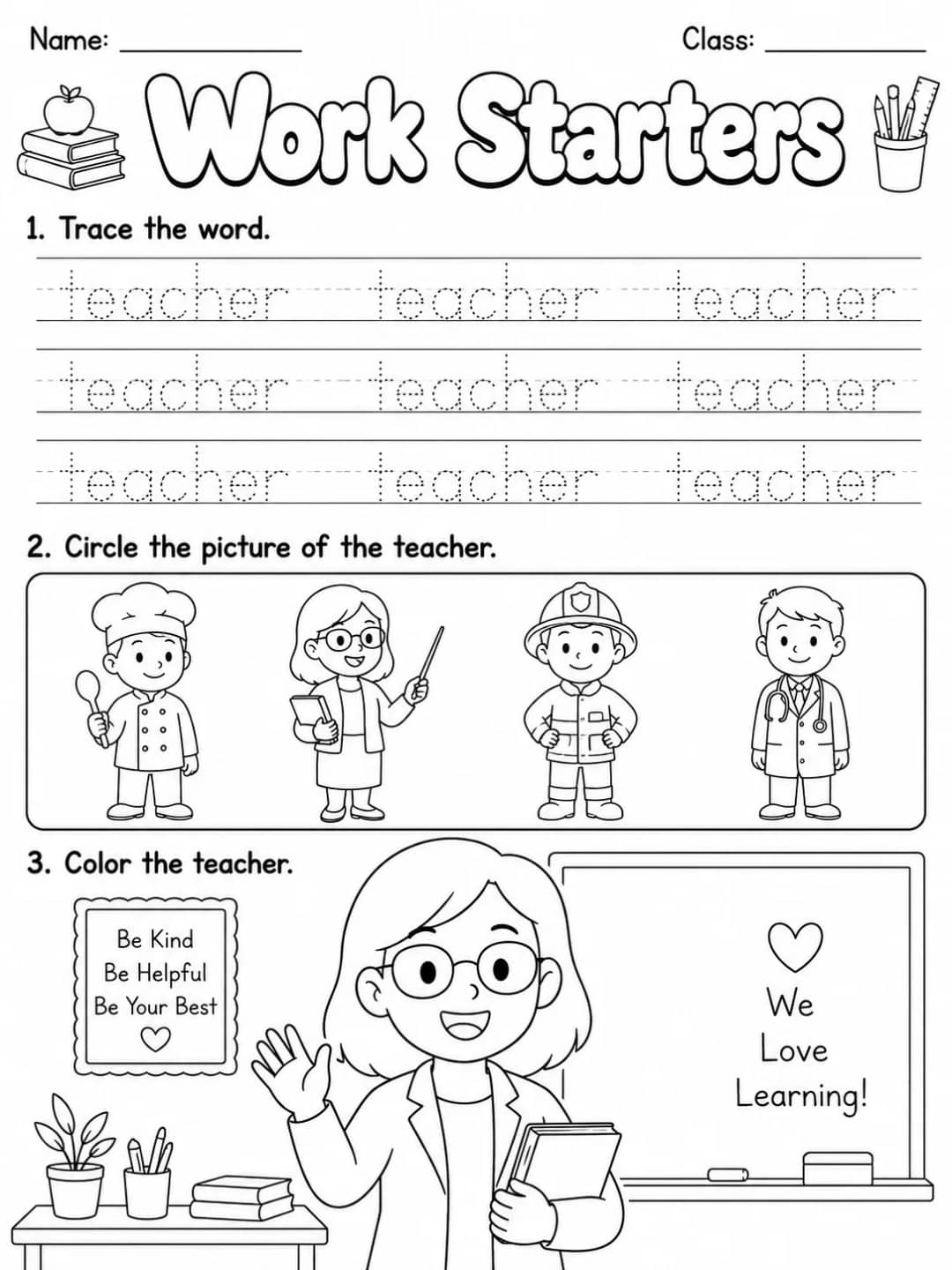 Work Starters Vocabulary Worksheet Pack printable Starters English worksheet pack preview from KiwiBee