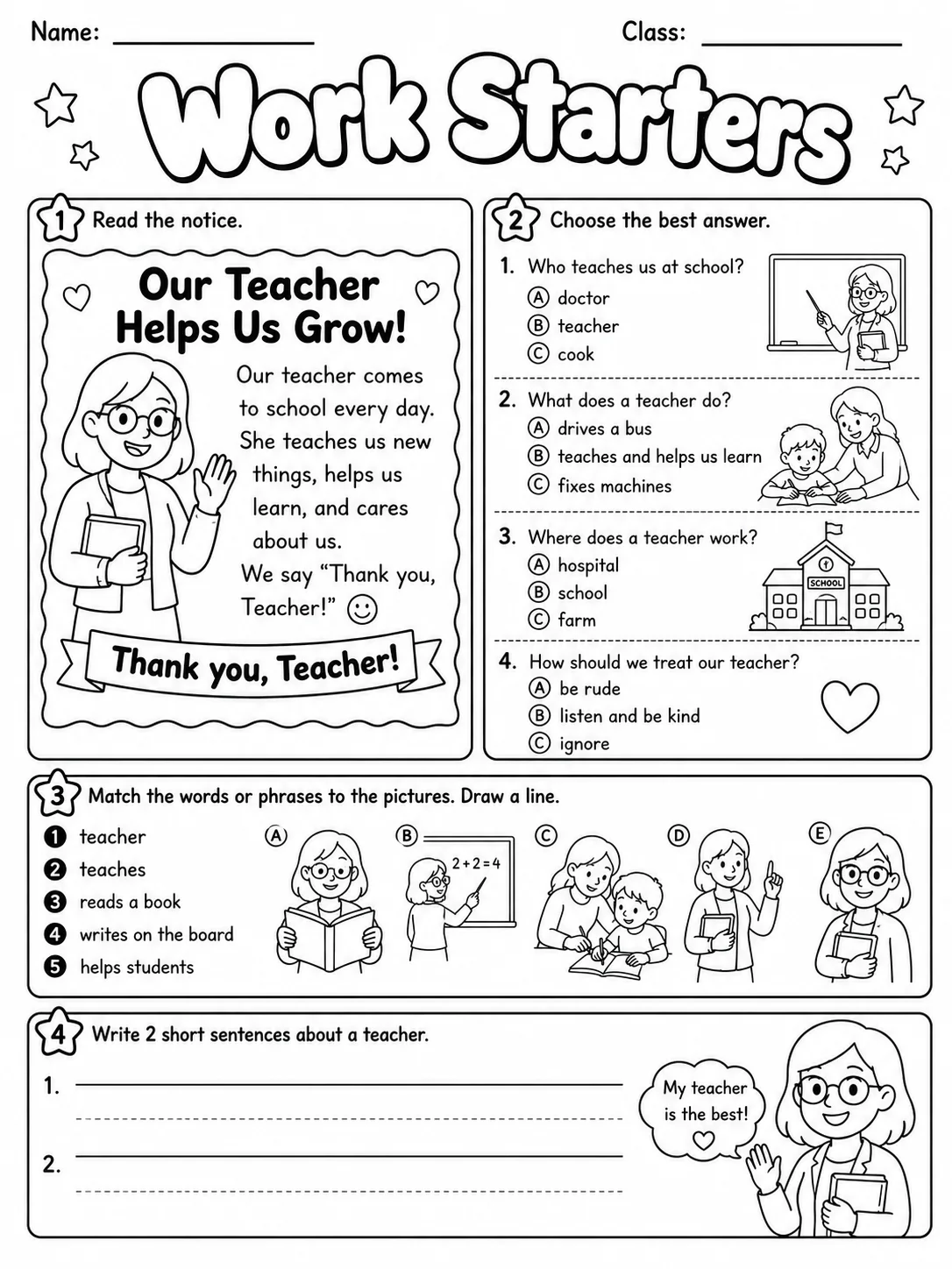 Work Starters Vocabulary Worksheet Pack page 8 printable worksheet preview