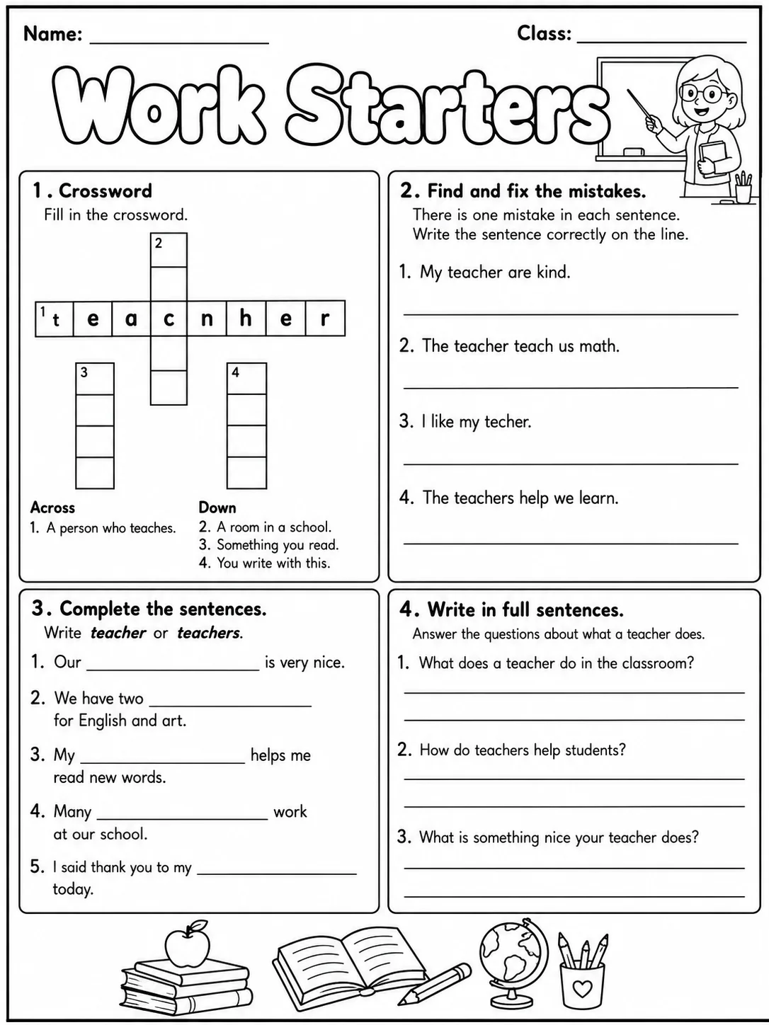 Work Starters Vocabulary Worksheet Pack page 9 printable worksheet preview
