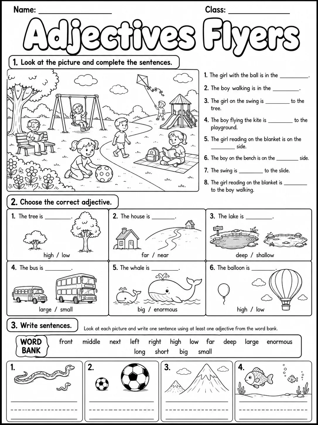 Adjectives Flyers Vocabulary Worksheet Pack page 3 printable worksheet preview