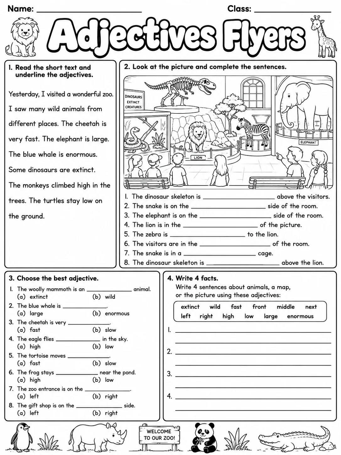 Adjectives Flyers Vocabulary Worksheet Pack page 9 printable worksheet preview