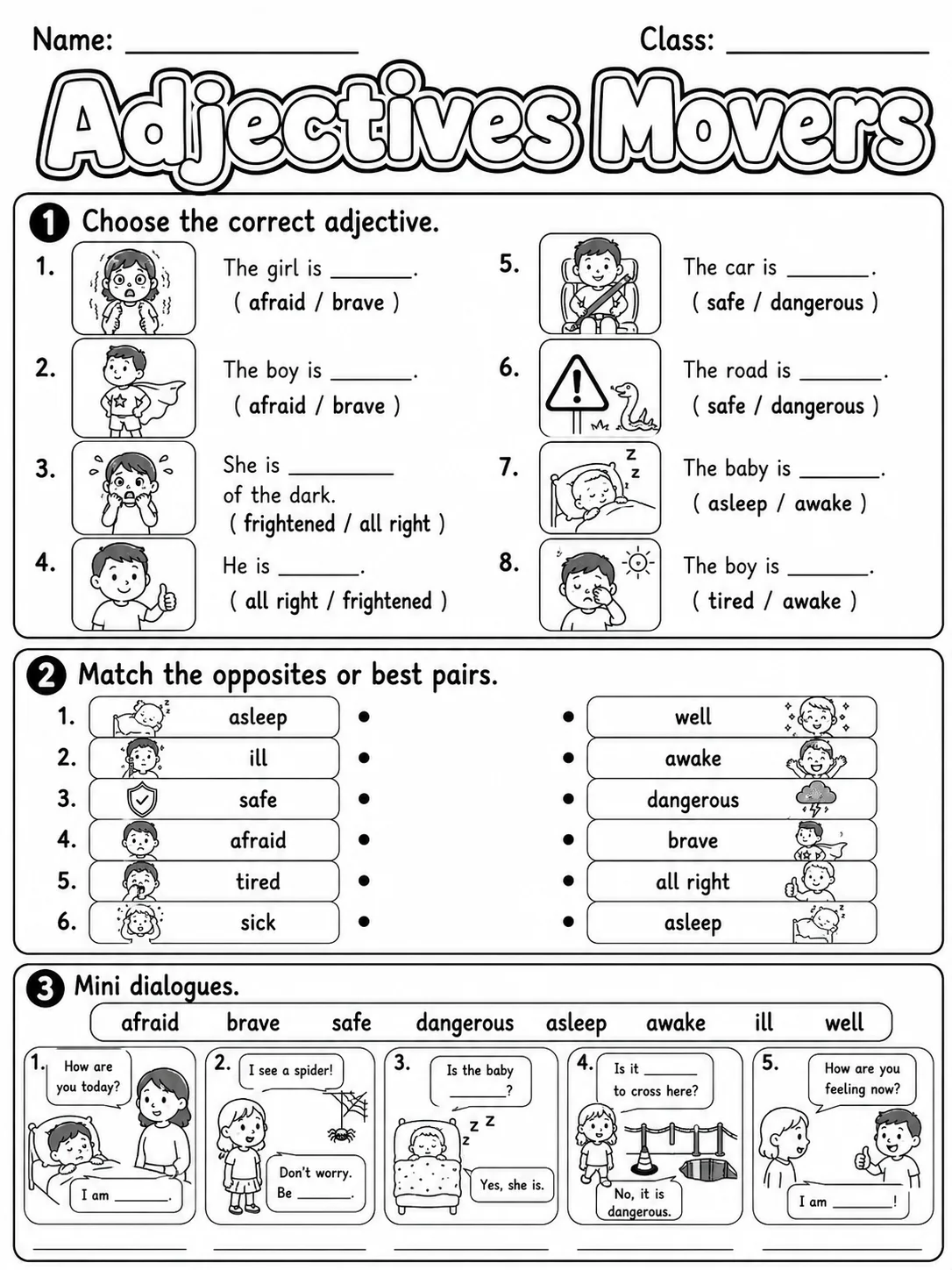 Adjectives Movers Vocabulary Worksheet Pack page 4 printable worksheet preview